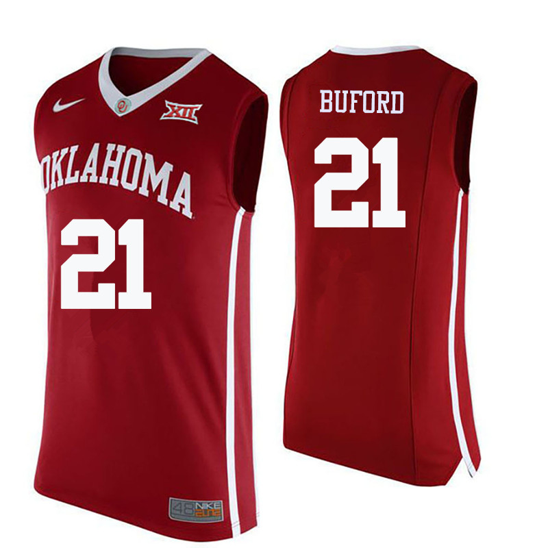 Oklahoma Sooners #21 Dante Buford College Basketball Jerseys-Crimson